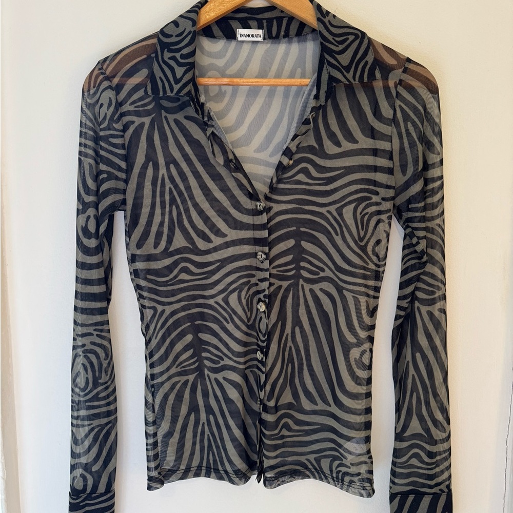 Inamorata Zebra Print Mesh Top